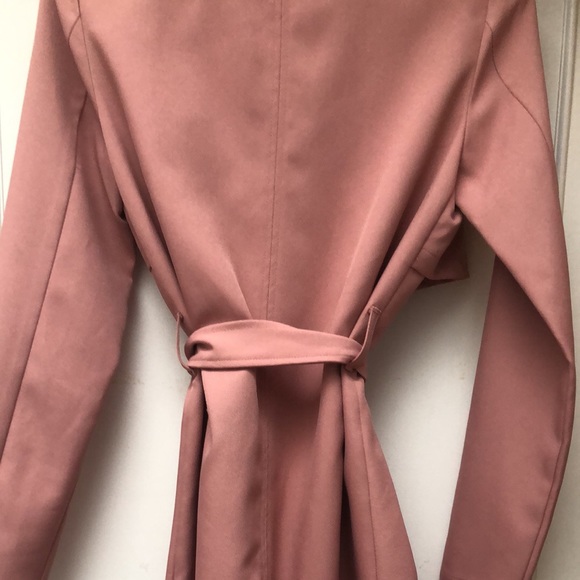 SOLD - Dusty Rose Modern Trench Coat - Picture 3 of 5